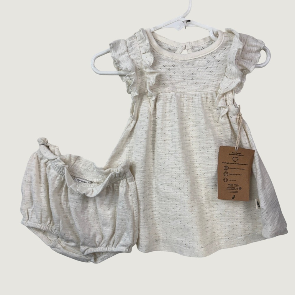 Easy Peasy Dress and Bloomer Set‎ 3-6M Ivory New Boho Cottagecore Ruffle